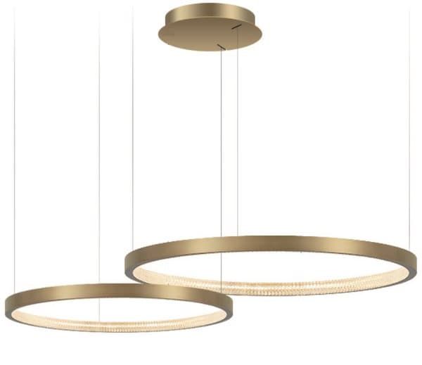 Zing Ring Dubbel 80 B - LED ljuskrona 80cm två ringar guld mässing