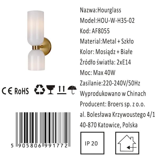 Tiimalasi - moderni valkoinen messinkiseinävalaisin