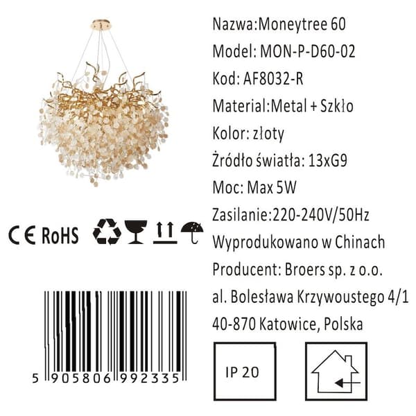 Moneytree 60 - modern ljuskrona 60cm