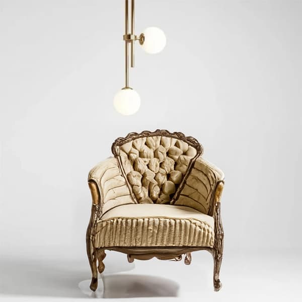 Rays C - moderne loftslampe - messing, mælkeagtige kugler 113cm