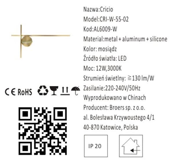 Cricio - modern LED vägglampa guld 55 cm