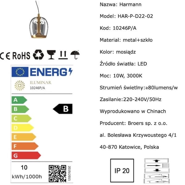 Harmann P - Modern LED Hänglampa 22 cm