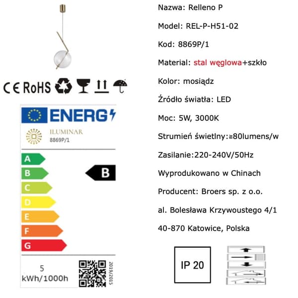 Relleno P - Modern LED Hänglampa 51 cm