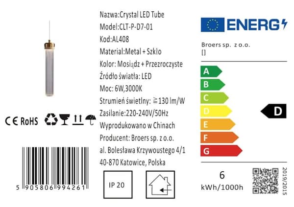 Crystal LED Tube - moderne LED hængelampe