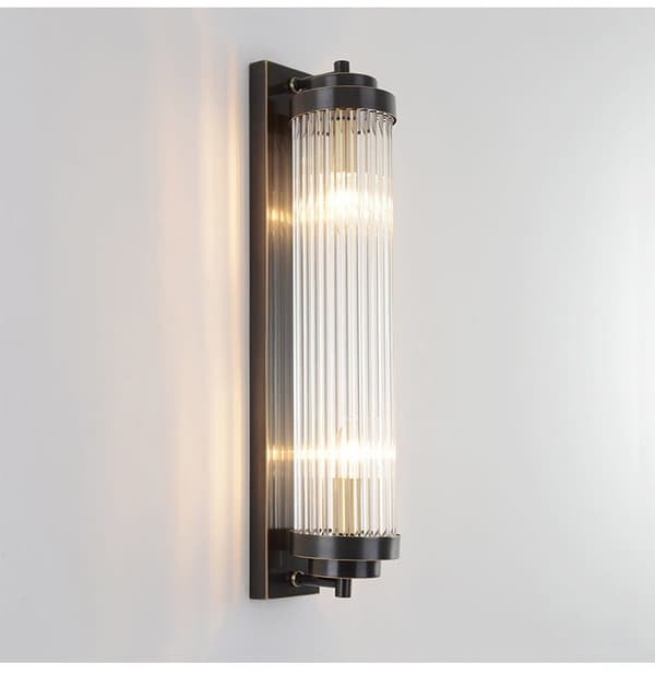 Ionic Black Pearl - Sort perlekrystal væglampe - 60cm søjle