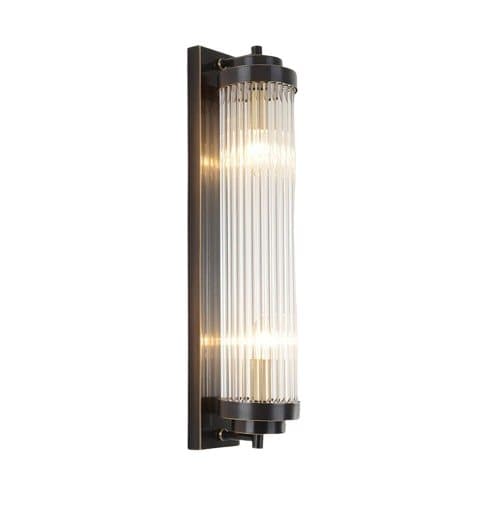 Ionic Black Pearl - Sort perlekrystal væglampe - 60cm søjle