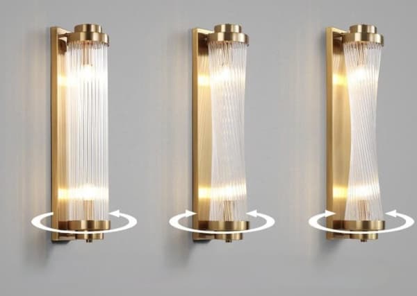 Mässing Ionic - kristallvägglampa - pelare 40cm