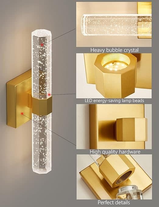 Candice - Lyxig Vägglampa 400x100 mm, LED, Guld