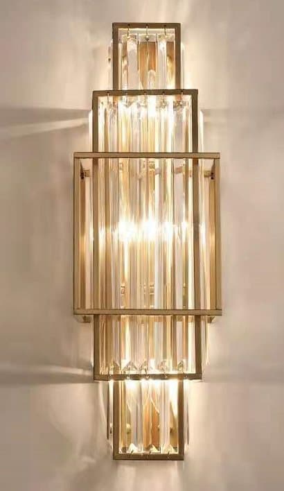 Bordeaux - krystal væglampe, guld stor 58cm