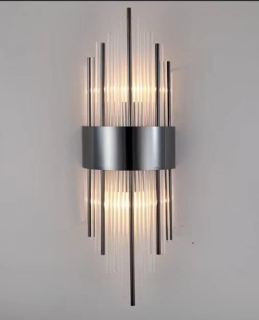 Otto - Kristall Vägglampa Svart 450x180 mm, 1xE14, Metall och Kristallglas, Svart