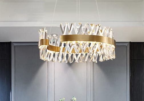 Amsterdam - Lysekrone 600x260 mm, LED 50W, Børstet Messing, K9 Crystal
