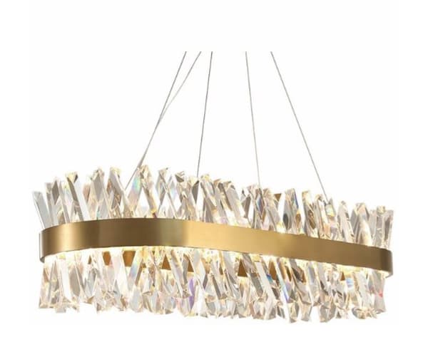 Amsterdam - Kristallkrona 3 LED färg Avlång 80cm Borstad mässing