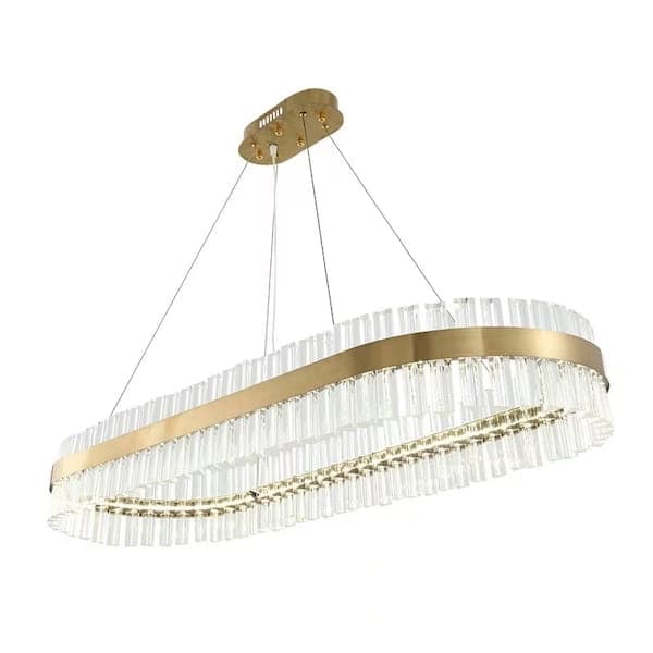 Luxemburg - kristallikruunu 80cm 3 LED väri 40W pitkulainen harjattu messinki
