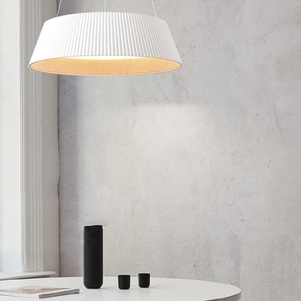 Aspe - Hængelampe 46cm, 1xLED, 30W, Hvid + Træ