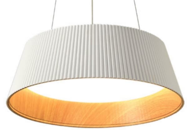 Aspe - Hængelampe 46cm, 1xLED, 30W, Hvid + Træ