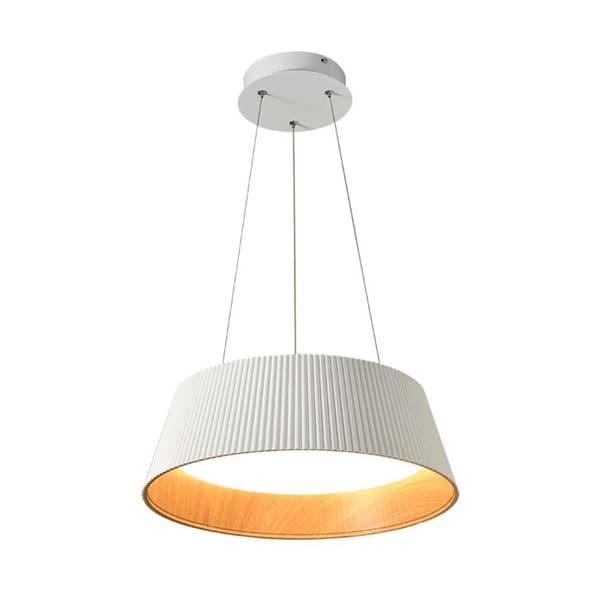 Aspe - Hængelampe 46cm, 1xLED, 30W, Hvid + Træ