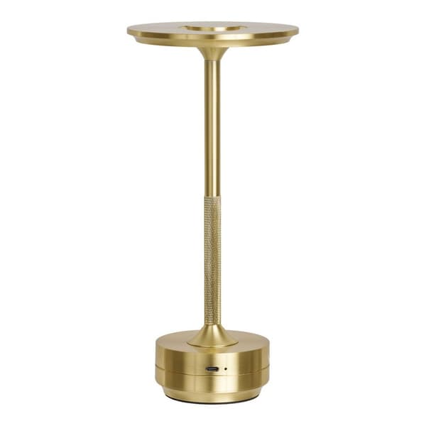 Rootz Lyneham LED -bordslampa - Modern lampa - mässingsljus - Uppladdningsbar och bärbar - 13x13x28.5cm