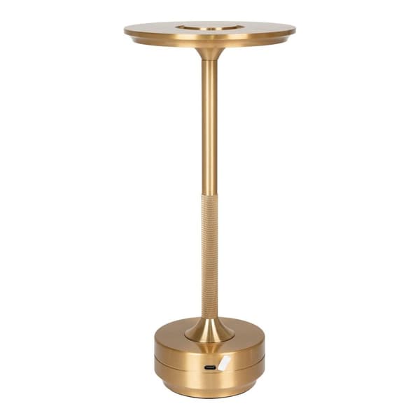 Rootz Lyneham LED -bordslampa - Modern lampa - mässingsljus - Uppladdningsbar och bärbar - 13x13x28.5cm