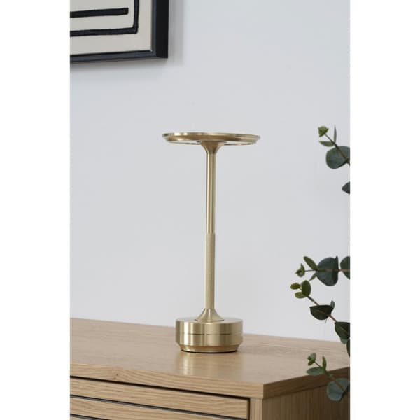 Rootz Lyneham LED -bordslampa - Modern lampa - mässingsljus - Uppladdningsbar och bärbar - 13x13x28.5cm