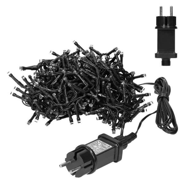 ECD Germany LED-ljusridå - Svart PVC 2m - 200 varma vita lysdioder - Blinkande effekt - IP44