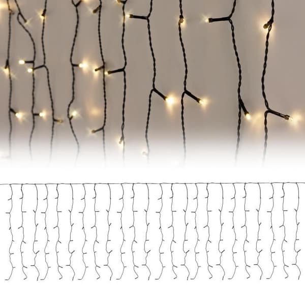 ECD Germany LED-ljusridå - Svart PVC 2m - 200 varma vita lysdioder - Blinkande effekt - IP44