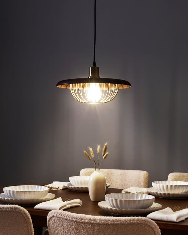 Pendellampe Gull Brun Metall Jern Industriell og retro stil Belysning Hengelampe