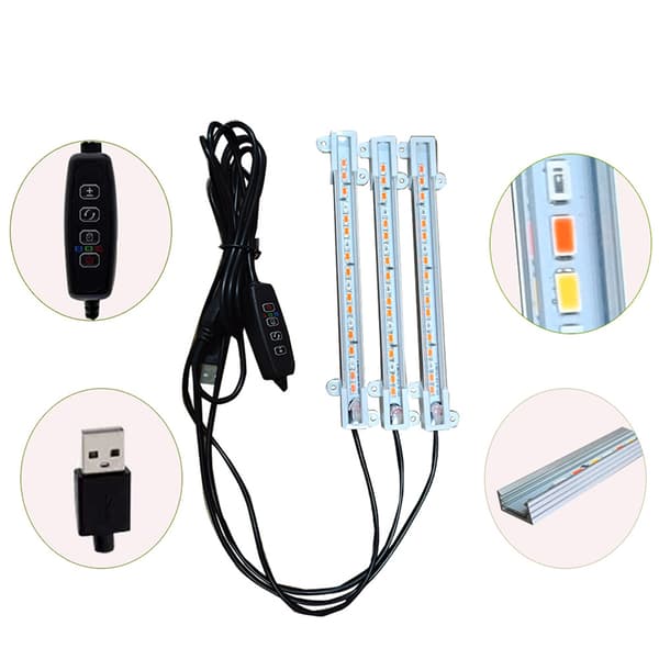 INF Växtlampa med stativ, 25 cm, 5 armar, USB-driven (adapter medföljer ej)