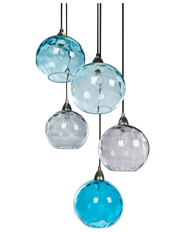 Pendellampe Blå Metall Jern Glass 5 lyskilder Kuleformede lampeskjermer Moderne og glamorøs stil Belysning Hengelampe