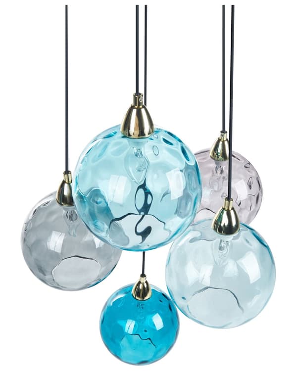 Pendellampe Blå Metall Jern Glass 5 lyskilder Kuleformede lampeskjermer Moderne og glamorøs stil Belysning Hengelampe