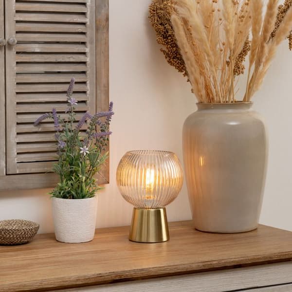 Lampa "Laye" i guld - metall & ribbat glas H20 cm - Guld - Atmosphera inredningsdesigner