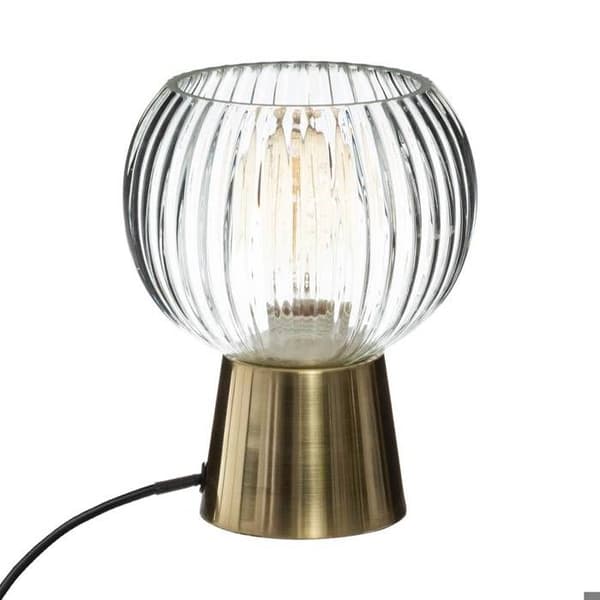 Lampa "Laye" i guld - metall &amp; ribbat glas H20 cm - Guld - Atmosphera inredningsdesigner