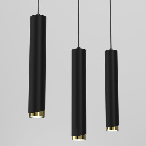 Hængende lampe stribe rør rør 3x Gu10 sort guld BEVEL
