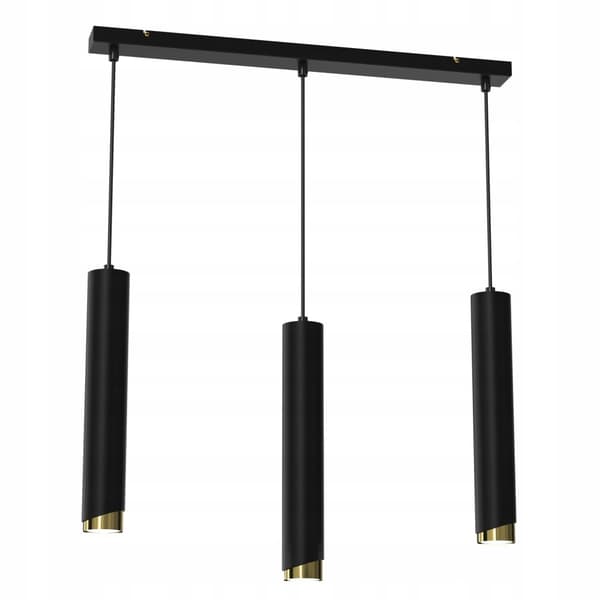 Hængende lampe stribe rør rør 3x Gu10 sort guld BEVEL