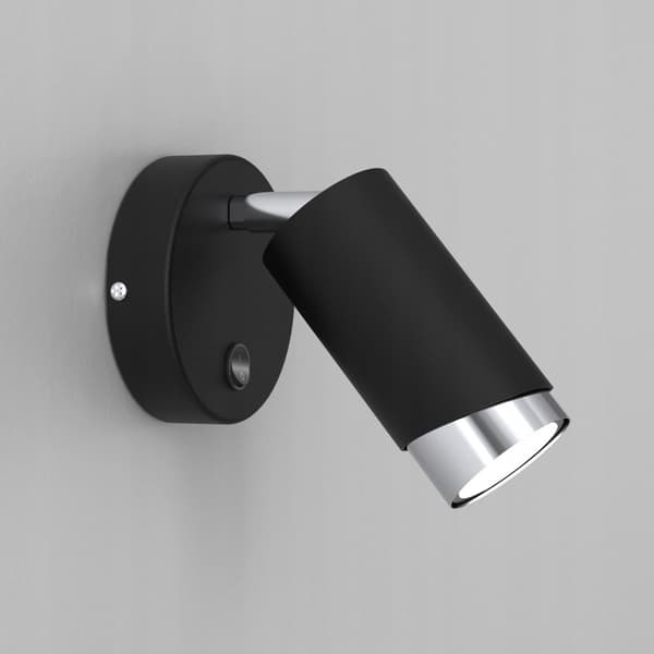 +Gratis. Justerbar spot svart krom vägglampa med Ewilight Bevel switch