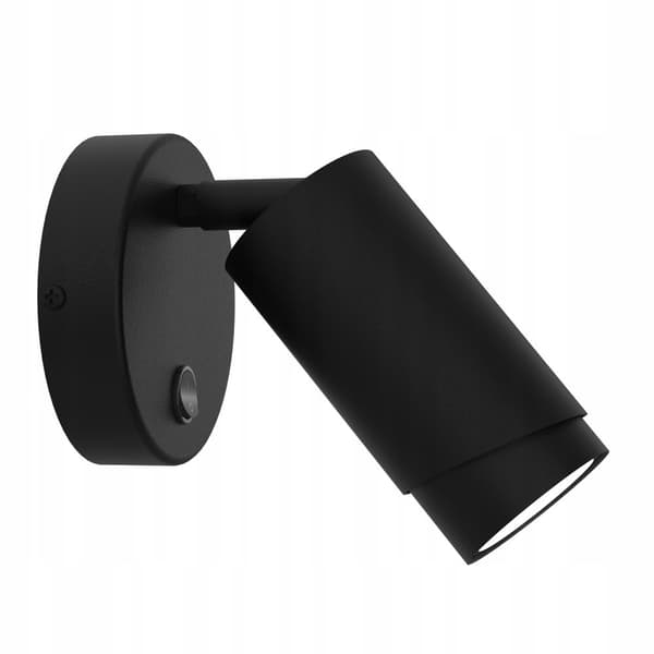 +Gratis. Justerbar vägglampa Gu10 svart med strömbrytare Ewilight Bevel