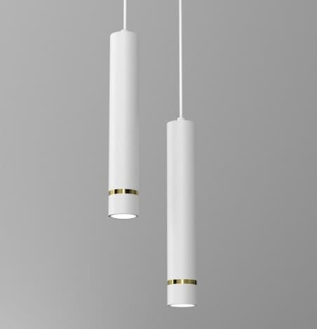 +Gratis. Hængende lampe rør rør 2x Gu10 hængende på en cirkel istap hvidguld