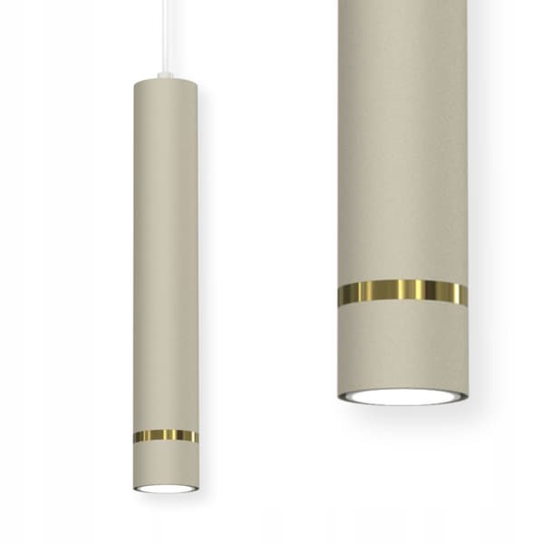 +Gratis. Hængende lampe rør rør 3x Gu10 hængende på en cirkel istap beige guld