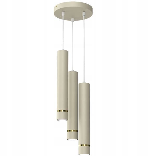+Gratis. Hængende lampe rør rør 3x Gu10 hængende på en cirkel istap beige guld