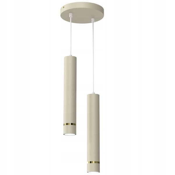 +Gratis. Hængende lampe rør rør 2x Gu10 pendel istap beige guld