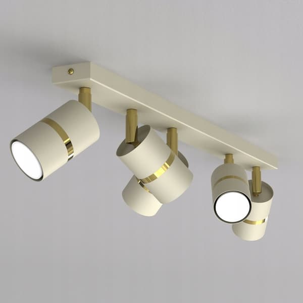 +Gratis. Loftslampe strip spots Ewilight justerbar 5x GU10 beige guld