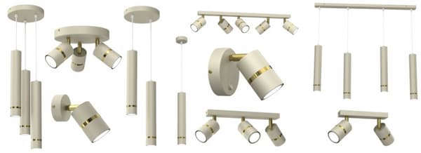 +Gratis. Loftslampe strip spots Ewilight justerbar 5x GU10 beige guld