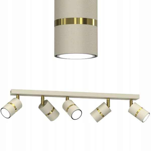+Gratis. Loftslampe strip spots Ewilight justerbar 5x GU10 beige guld