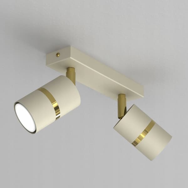 +Gratis. Loftslampe strip spots Ewilight justerbar 2x GU10 beige guld
