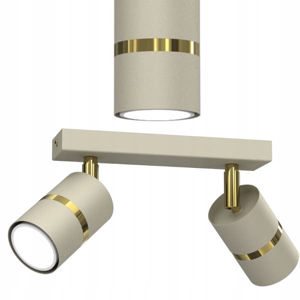 +Gratis. Loftslampe strip spots Ewilight justerbar 2x GU10 beige guld