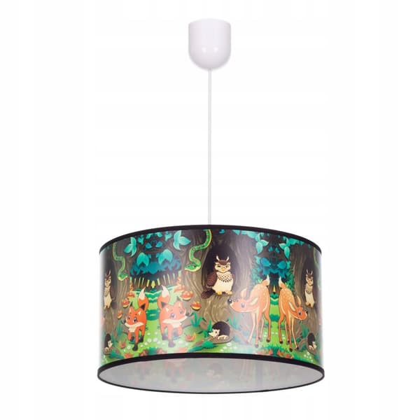 Hængende loftslampe lysekrone print FOREST Animals lampeskærm justerbar