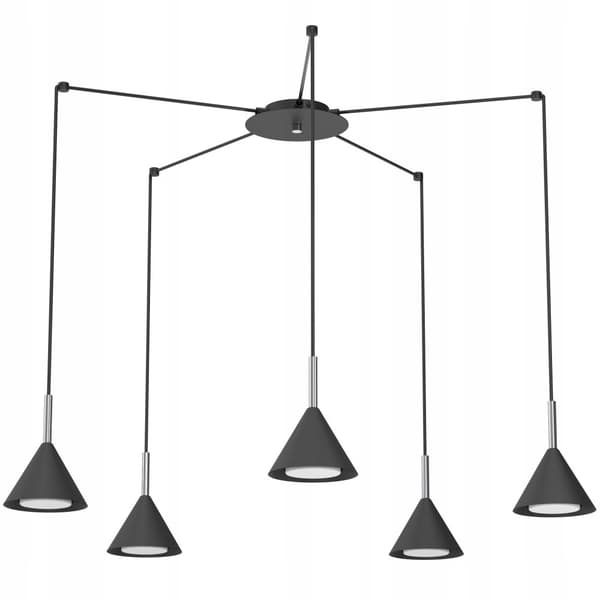 Spider pendel kegle sort krom Ewilight Cone 5x Gx53