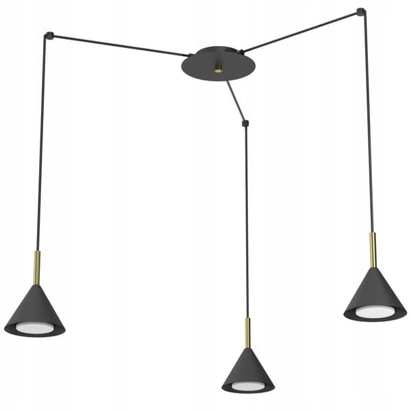 Spider pendel kona svart guld Ewilight Cone 3x Gx53