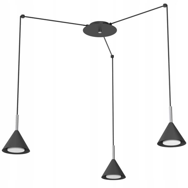 Spider pendel kegle sort krom Ewilight Cone 3x Gx53