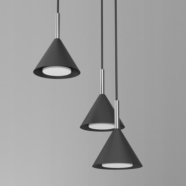 Pendel på keglehjul sort krom Ewilight Cone Gx53 over bordøen