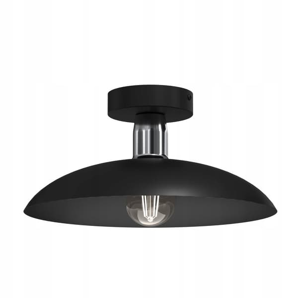Loftslampe loftslampe baldakin E27 Sort krom metal lampeskærm